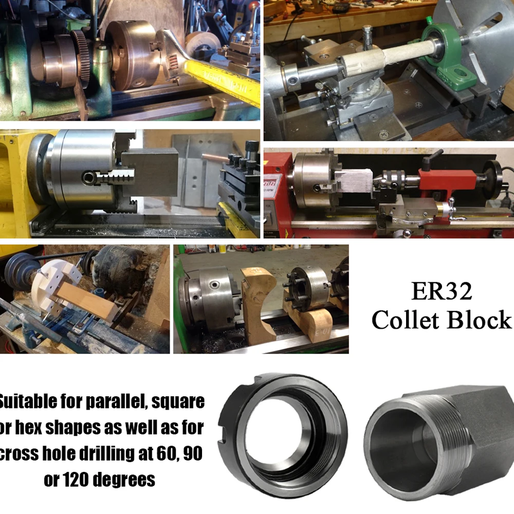 

Square/Hex ER32 ER25 ER40 Collet Block Hard Steel Spring Chuck Holder for CNC Lathe Engraving Cutting Machine