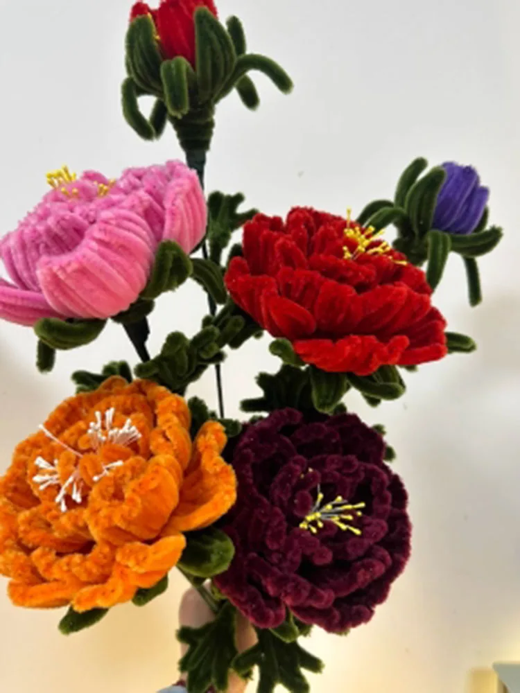 Small artificial flower Stamen pistil for Creative Plush Chenille Sticks velvelt flowers satin flower core flowers artist decor