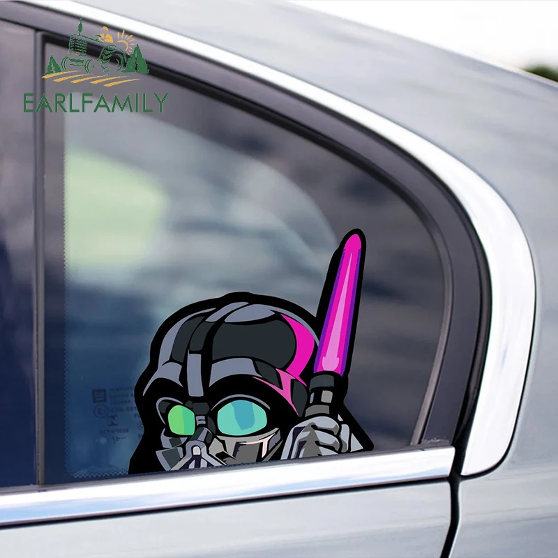 EARLFAMILY Vader Mask PEEKING Car Sticker Chibi Big Head Darth Decal Rear Glass Window Toolbox Vinyl Graffiti Car Decoration