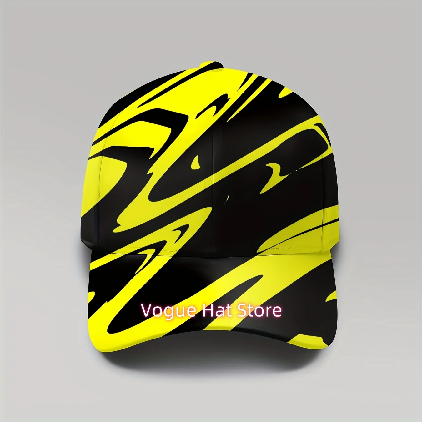 1pc Unisex Adjustable Breathable Full-Body Yellow & Black Wave Print Baseball Cap - Funky Outdoor Sport Hat Suitable for Men & W
