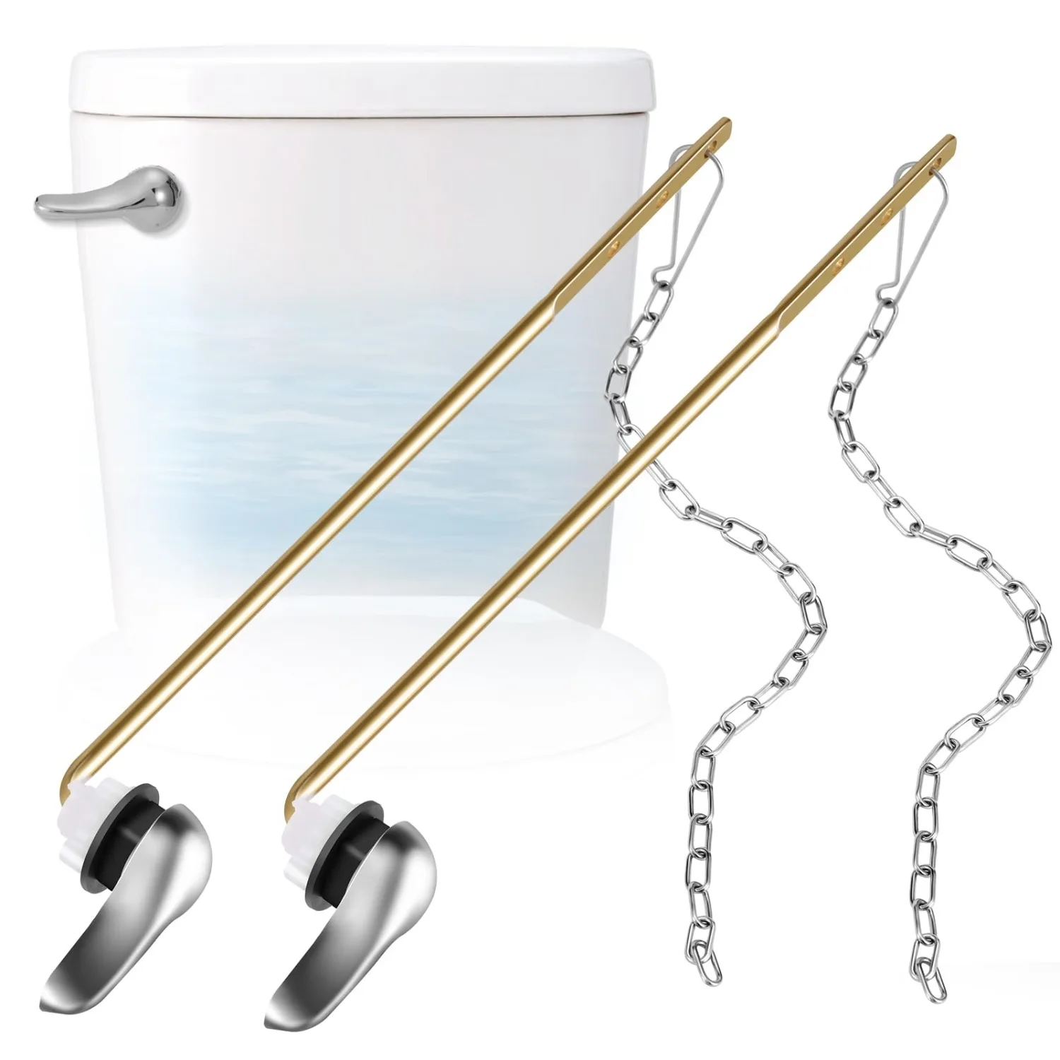 

Сменный рычаг смыва ручки унитаза, передние цепи заслонки бака, совместимые с американским стандартным серебром, 2 шт.