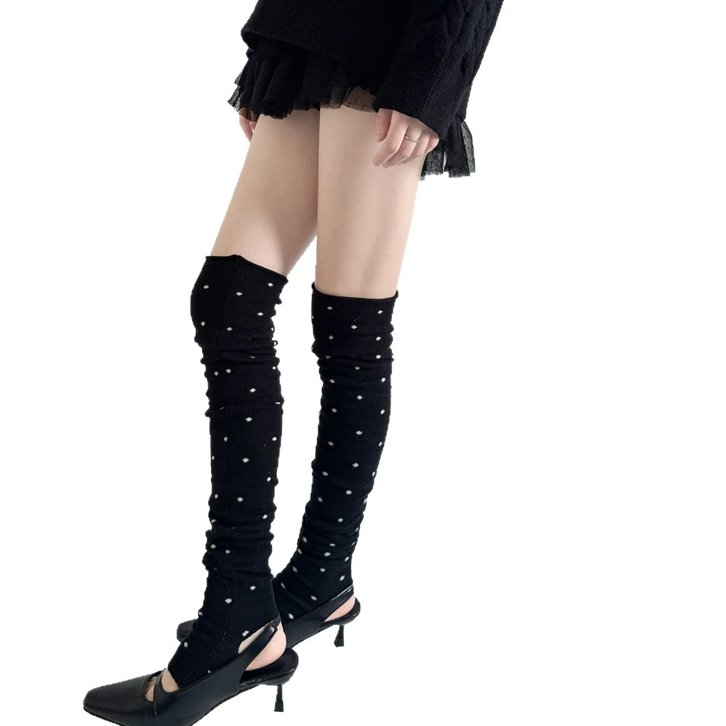 

Гетры в горошек, осенние и зимние теплые чехлы для ног, гетры в балетном стиле, гольфы, высокие чулки до бедра, чехол для ног