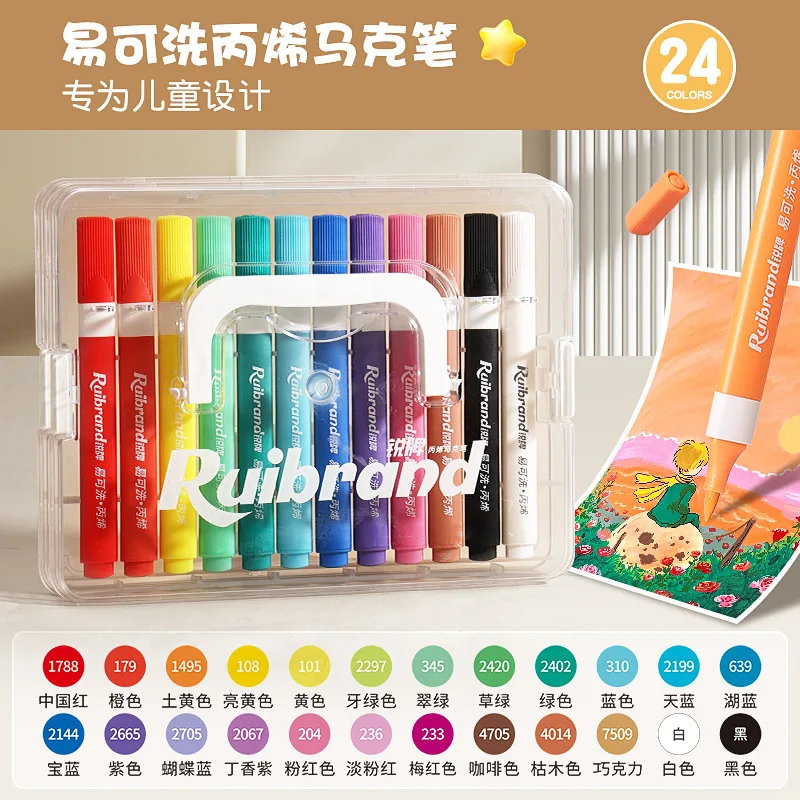 12-48 colori Pennarelli artistici Pennarelli acrilici lavabili per pittura Disegno Carta Legno Fai da te per bambini Ritorno a scuola Arte di cancelleria