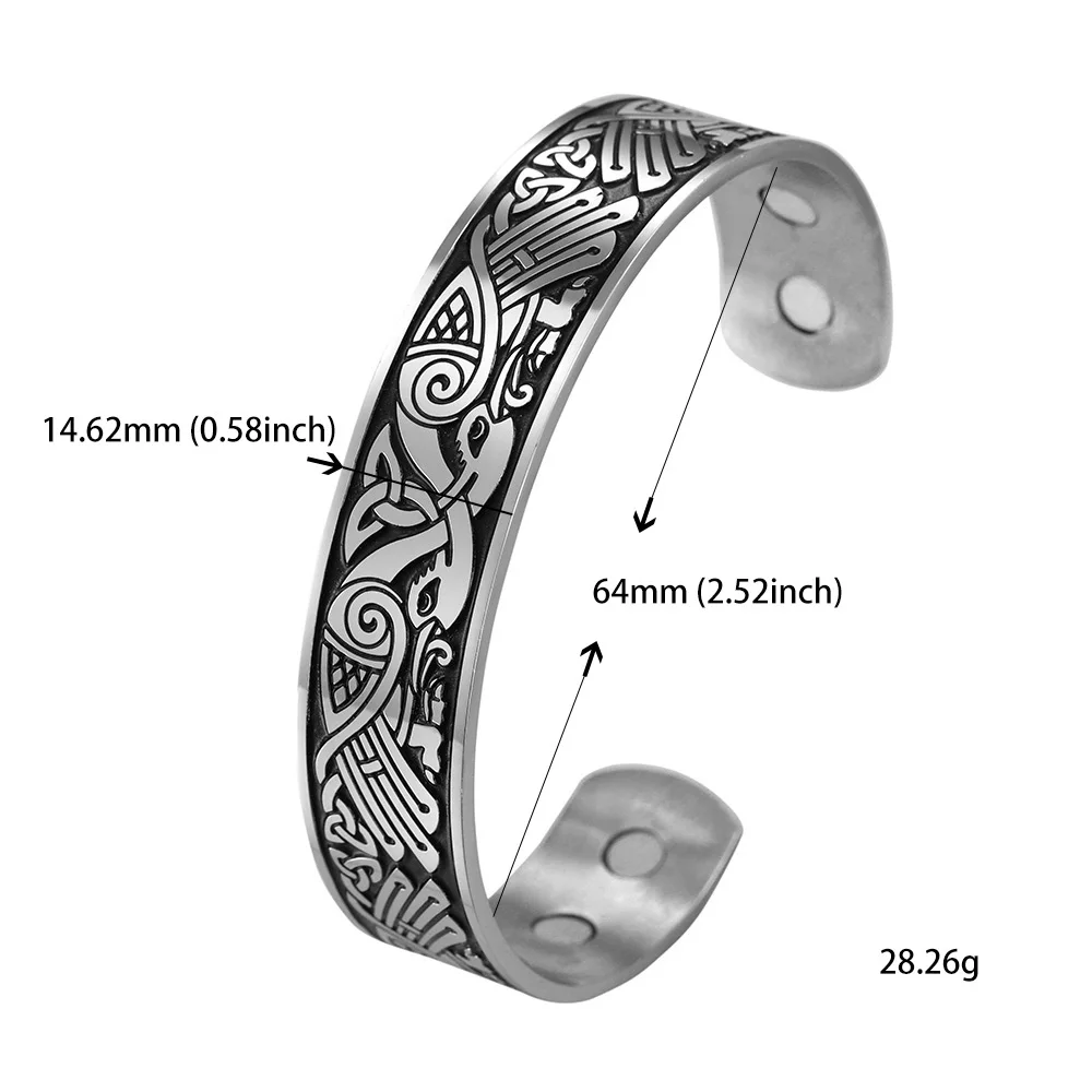 Vassago Viking Celtic Bracelet Amulet Bracelet Stainless Steel Bracelet Double Bird Cuff Bracelet for Men and Women