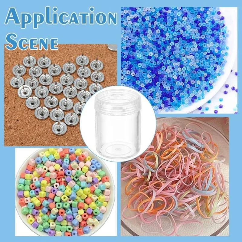 24 Pack 40ml Clear Bead Jar Empty Plastic Storage Container 1.5x2inch with Rounded Screw-Top Lids for Beads Nail Art Glitter
