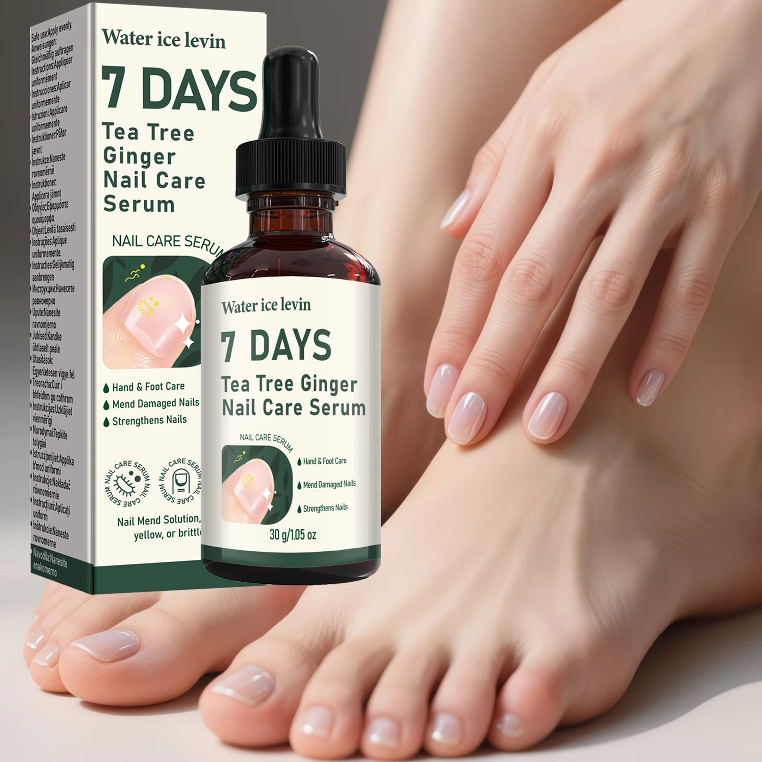 7 Days Tea Tree Ginger Nail Care Serum, Collagen Niacinamide Strengthen Mend Brittle Damaged Hand Foot Nails