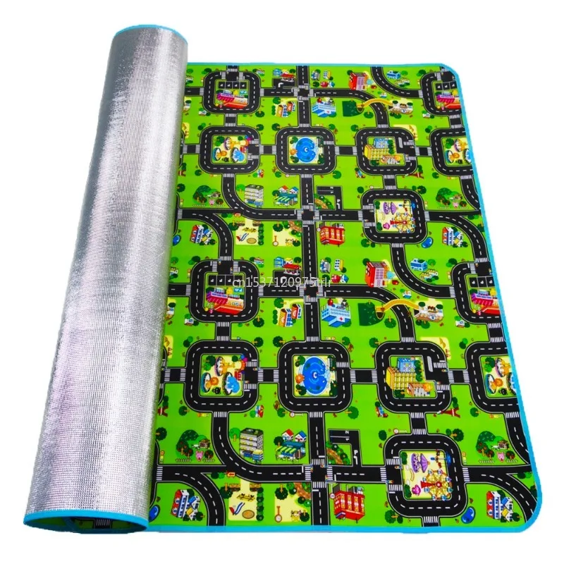 New Kids Thick Town City Traffic Baby Crawling Mat EVA Foam Climbing Pad Green Road Children's Play Mat Carpet for Baby Toys