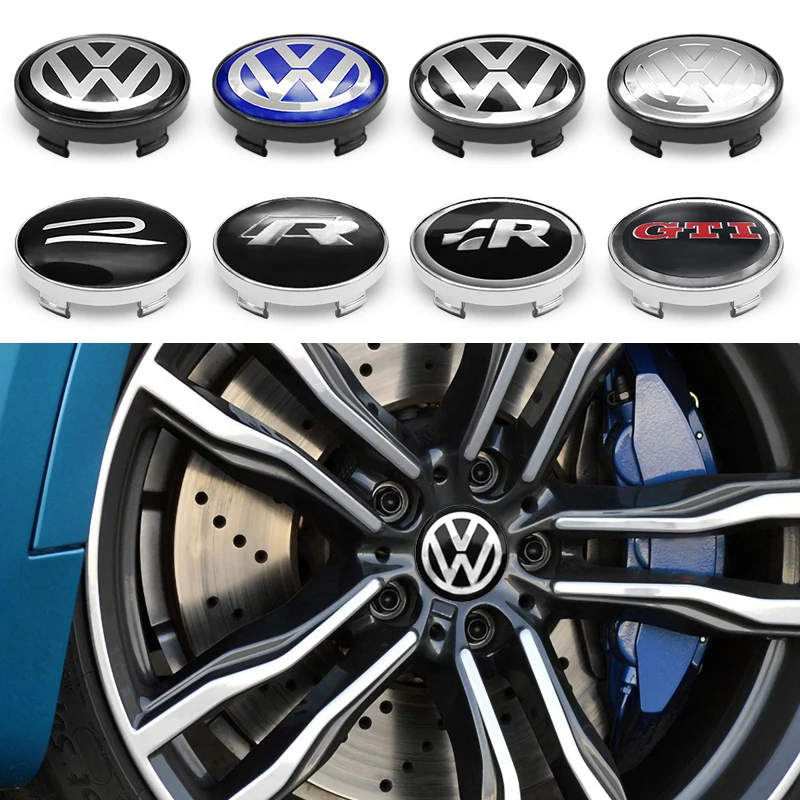 4PCS 60MM Car Wheel Center Hub Caps Tire Rim Covers Auto Accessories For Volkswagen VW GTI R Golf Polo Tiguan Passat