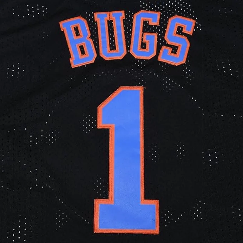 Film Space Jam #1 Bugs Cosplay Tune Squad Hase Basketball Trikot Halloween Shirts für Party weiß/schwarz S-3XL