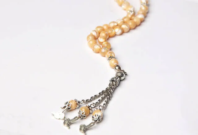 IQRAH Yellow Pearl Stone Rosary-3166