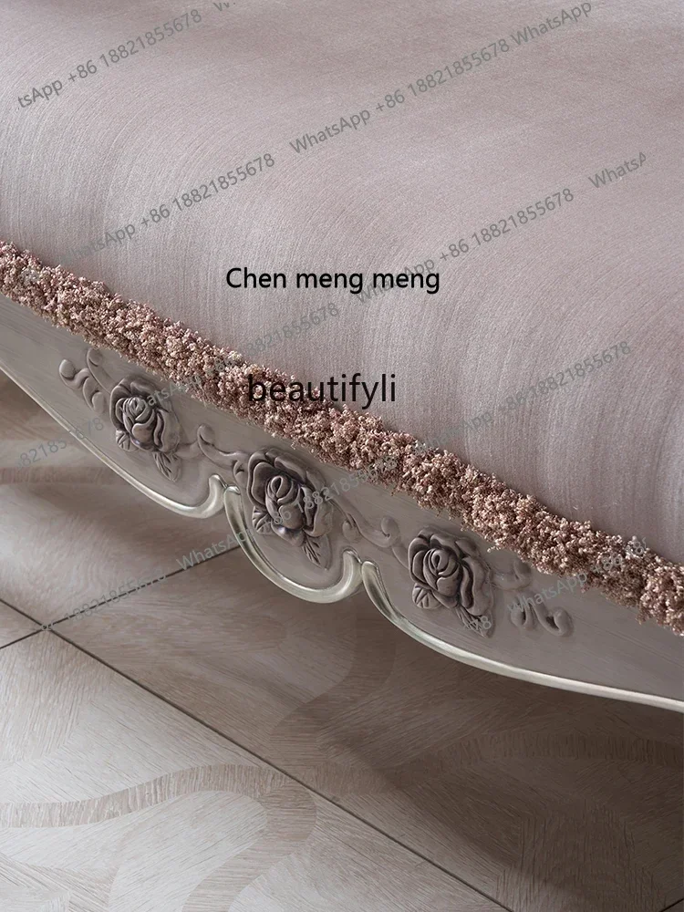 X A French Furniture Retro Chaise Longue Beauty Bed Bedroom European Wood Recliner Single Sofa Ry