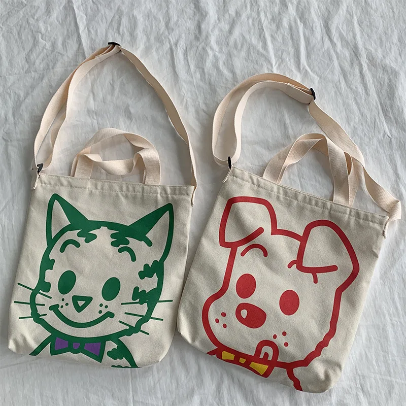 

Large Capaci Canvas Tote Bag Women's Crossbody oulder Bag Cartoon Anime Print School Bag Soft Foldable op Bag