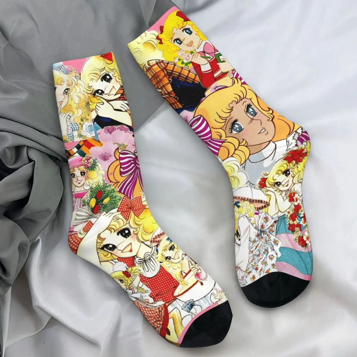

Candy Candy And Terry Anime Stockings Design Gothic Socks Autumn Anti Sweat Socks Men Cycling Soft Breathable Socks