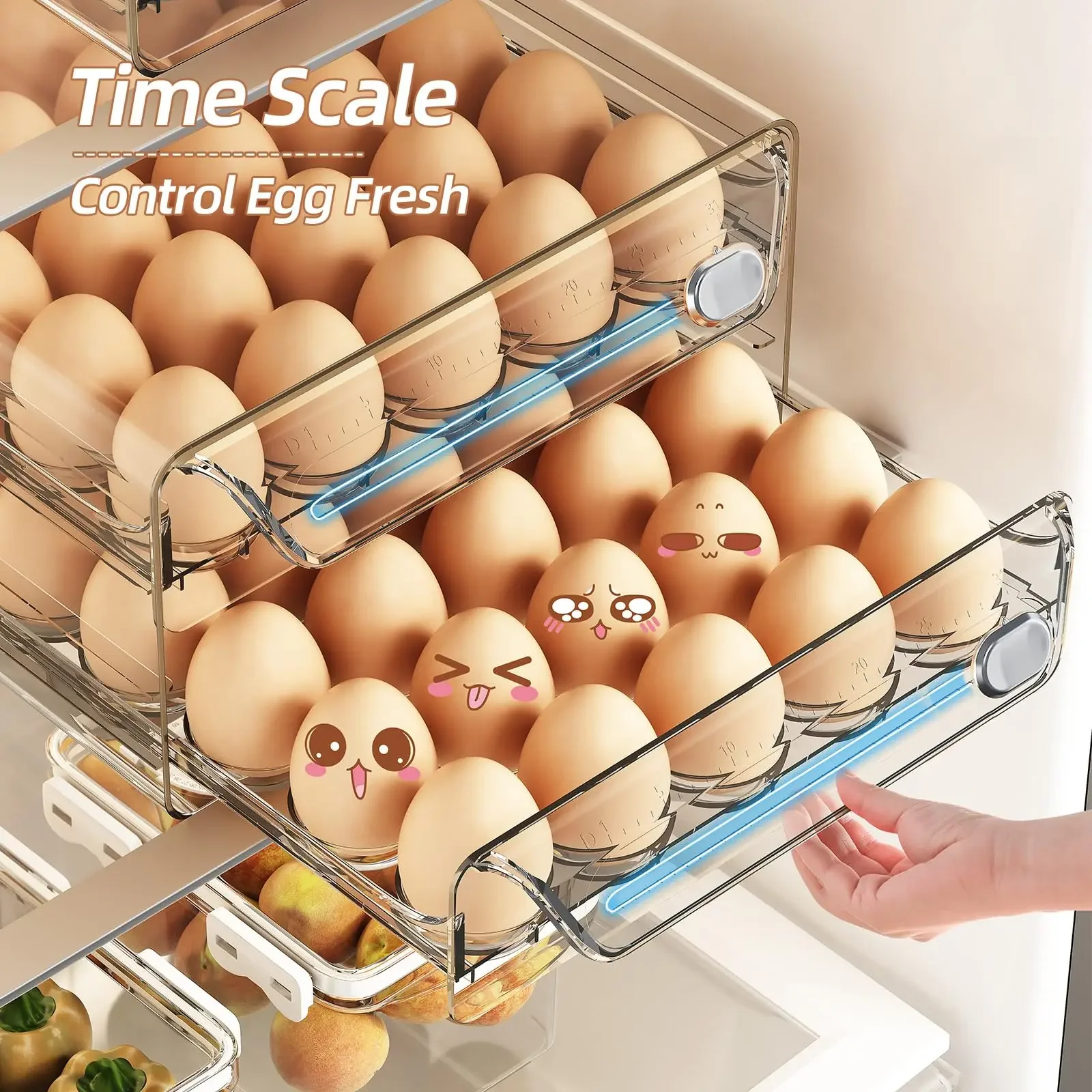 Specifications Storage Artifact Refrigerator Fresh-keeping Box Fresh-keeping Multi-drawer Double-layer Kitchen Egg Box Bar...
