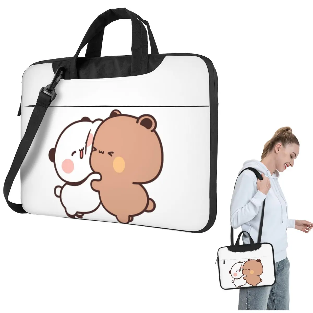 الدب والباندا Bubu Dudu بالون Crossbody حقيبة كمبيوتر محمول حقيبة كمبيوتر 13 14 15.6 بوصة حقيبة الكمبيوتر المحمول لماك بوك برو