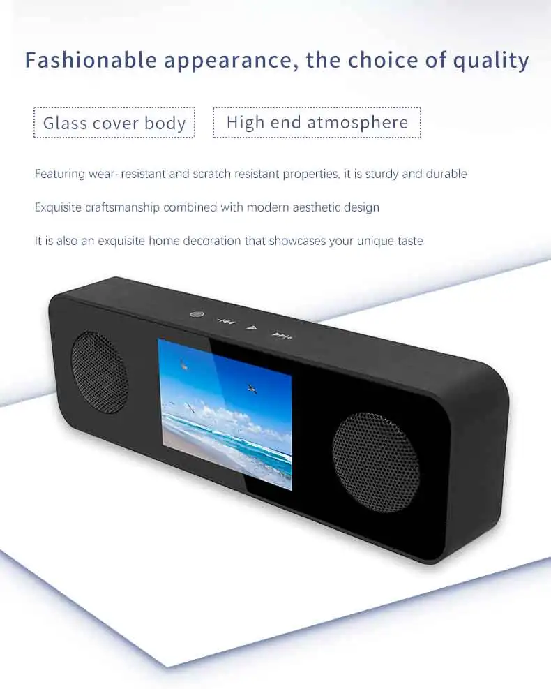 Altavoz Bluetooth portátil LCD para exteriores, reloj con tarjeta TF, altavoz con pantalla meteorológica, reproductor de sistema de audio, radio FM, caja de subwoofer