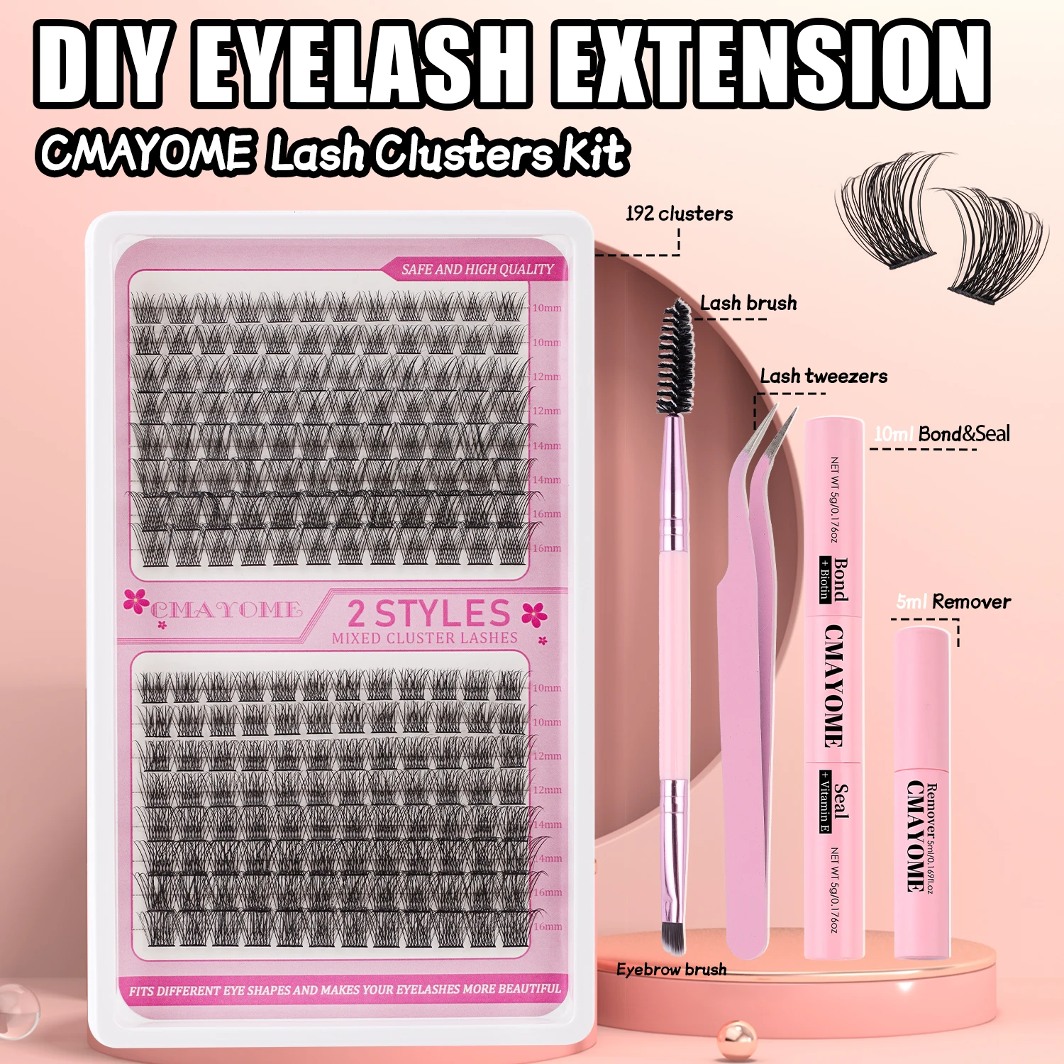 DIY Cluster Wimperverlenging 10-16mm Gemengde Lengte D Krul DIY Gesegmenteerde Valse Wimpers Natuurlijke Zachte Lash met lijm Set Make-up