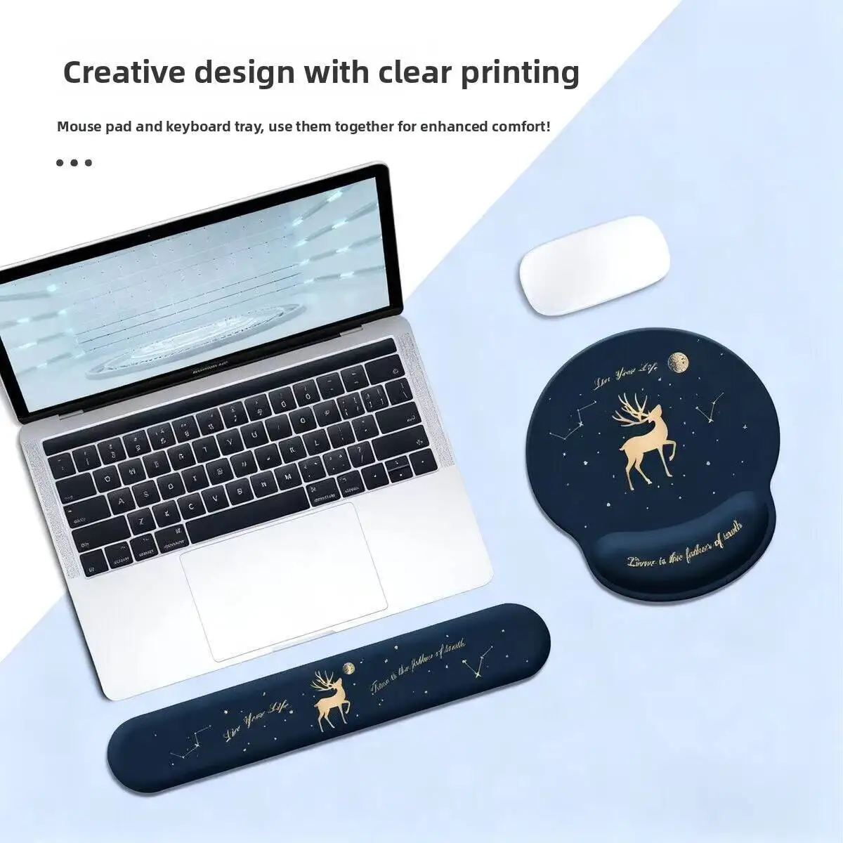

Ergonomics Beauty Starlight Deer Office Mouse Pad Keyboard Pad Support Wrist PU Anti-slip Wrist Rest For Relieving Wrist Fatigue
