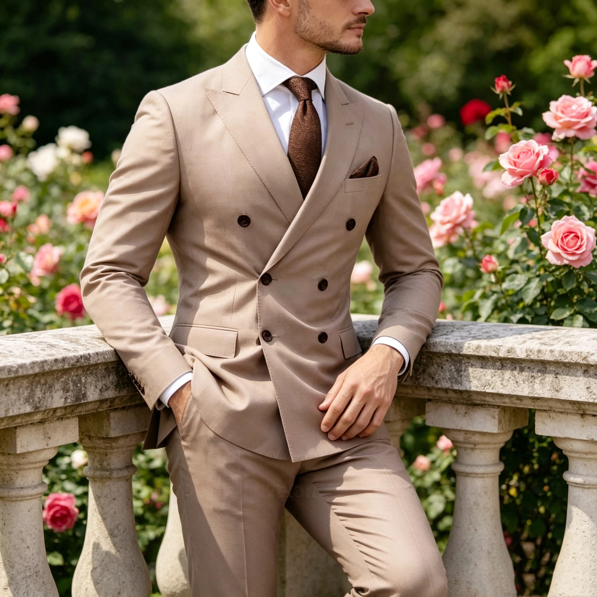 

Men's Solid Formal Business Wedding Groom Suits 2-Piece Set Peak Lapel Double Breasted Blazer Trousers Outfits for Party Prom