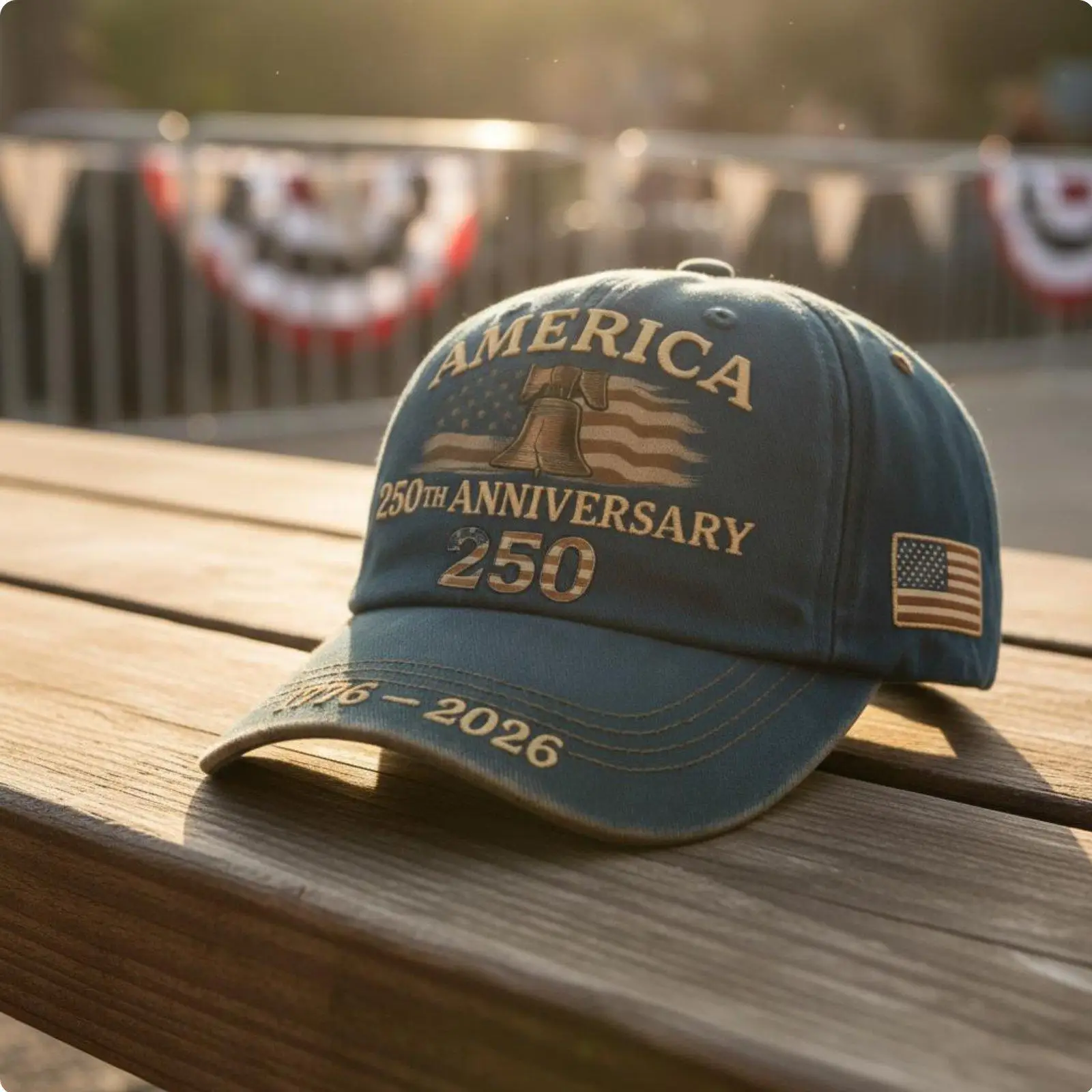 Sun hat commemorating the 250th anniversary of the United States