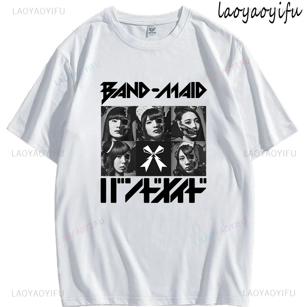 تي شيرت خادمة الفرقة للرجال والنساء ، قمم طباعة فرقة الروك اليابانية ، قميص صيفي بأكمام قصيرة ، تي شيرتات رسومية ، تي شيرت قطني