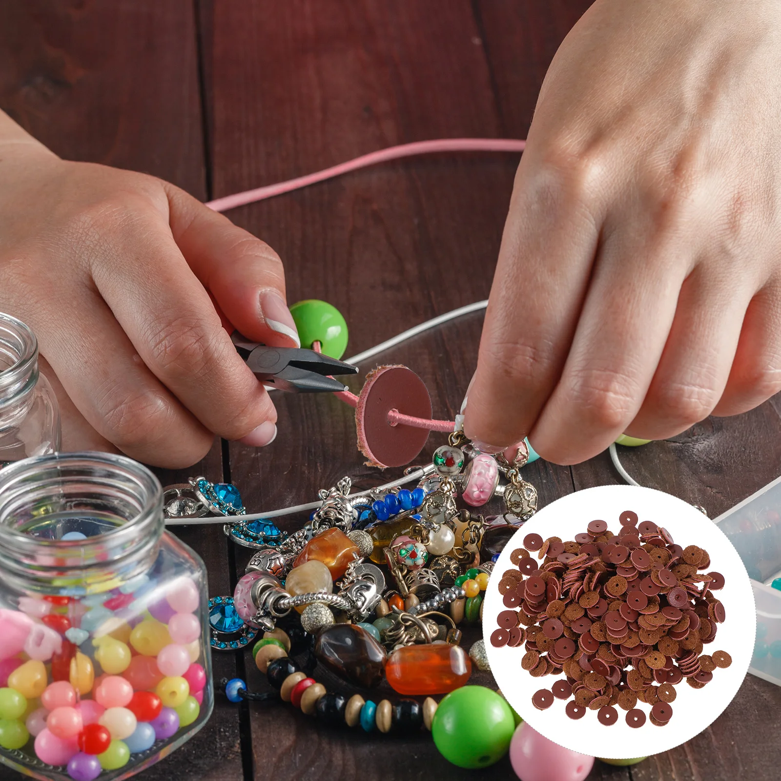 

500pcs Washers 12Mm Natural Round Spacer Discs For Straps Belts Tool Vests Bags Craft Projects Handle Accessories