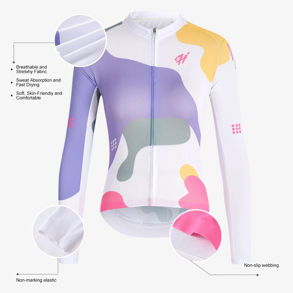 HISERWA Cycling Jersey Long Sleeve Women High Quality Pro Aero Cycling Jersey MTB Road Race Bicycle Shirt Lightweight Fabric