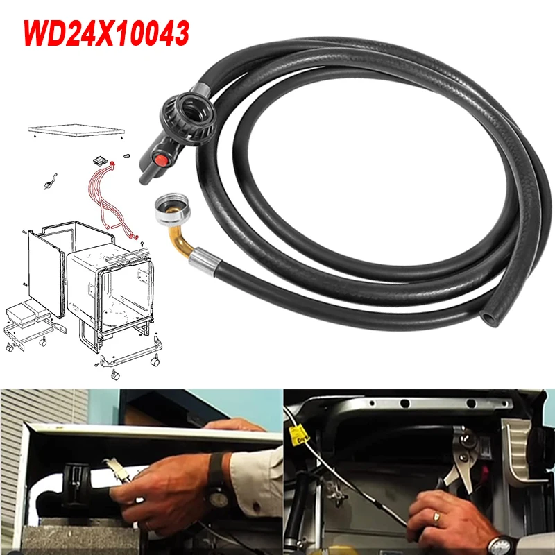 

WD24X10066 WD24X10043 Portable Dishwasher Drain and Fill Hose Unicouple Assembly for GE 2813323 AP5789090 PS8746200 WD24X10043