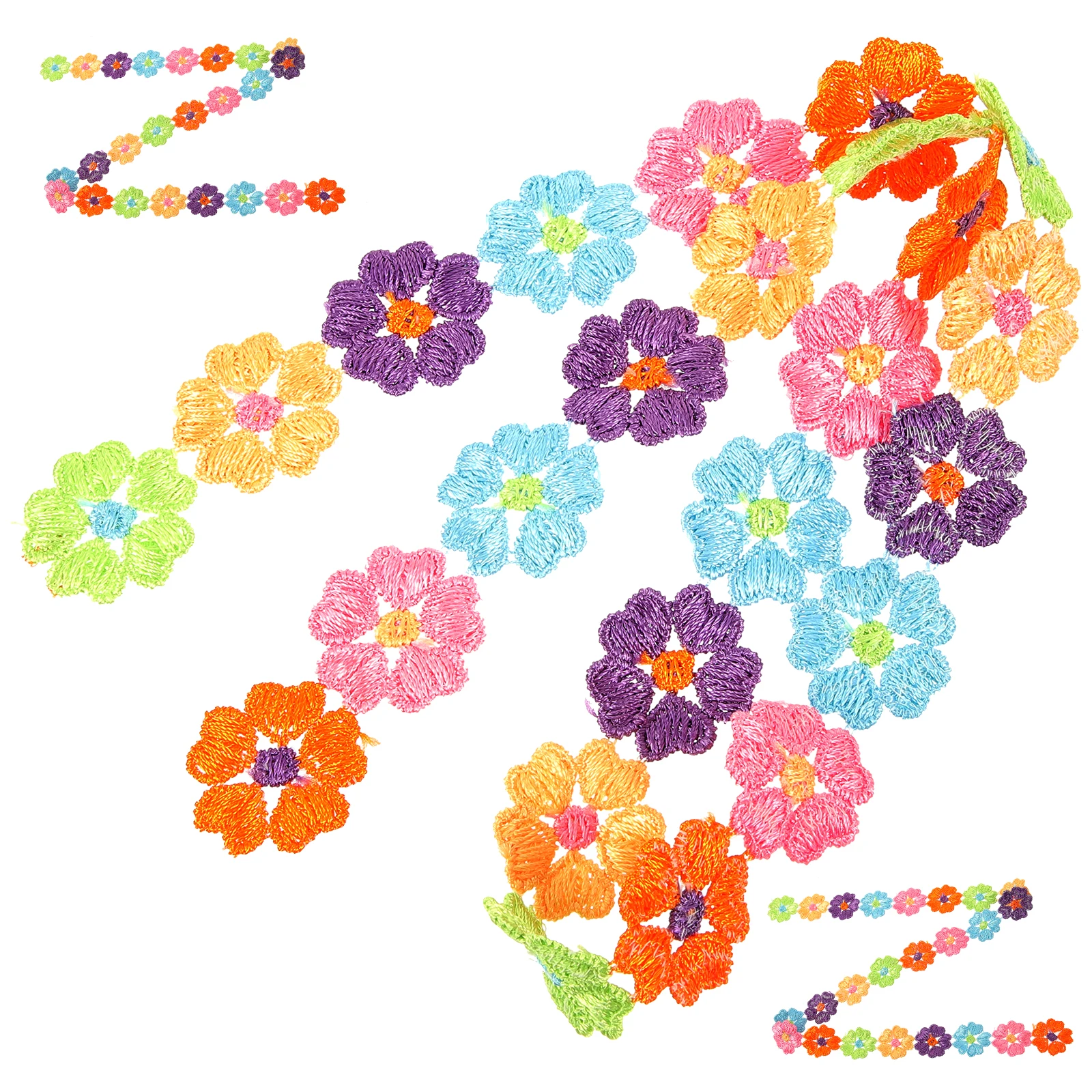 

3pcs Polyester Silk Embroidered Ribbon for Crafts Decorative Lace Trim Party Decoration Wedding Flower DIY Projects