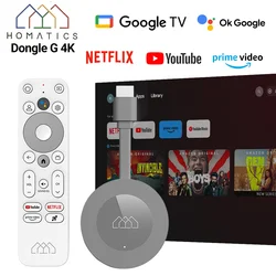 HOMATICS-TV Stick con certificado Google Netflix, Dongle G 4K, 2GB, 32GB, Google TV 11 OS, Amlogic S905Y4, compatible con AV1, 4K, H.265, Dolby Atmos