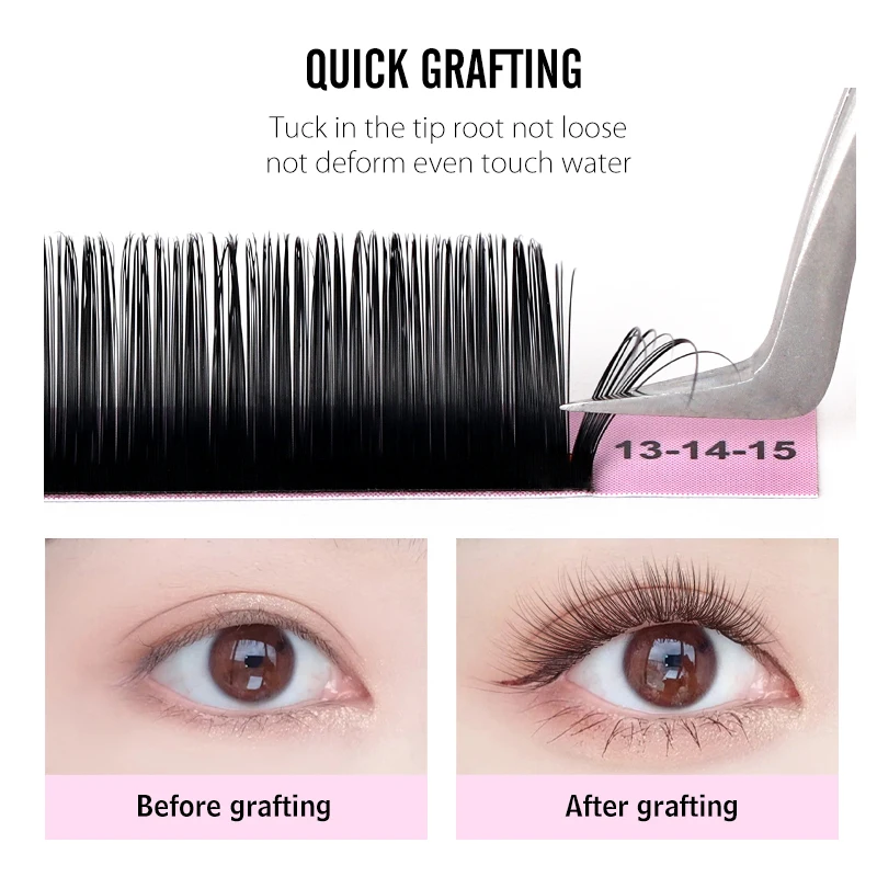 NATUHANA Easy Fanning Eyelash Extensions Russian Volume Camellia Lash Extensions Blooming Individual Lash Tray