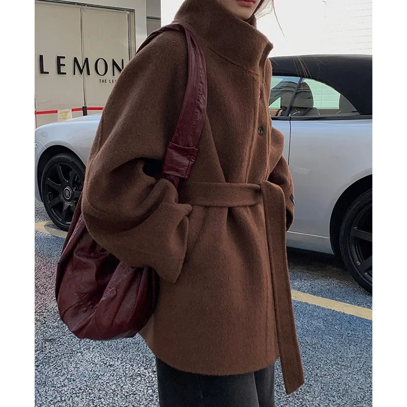 

Rong Shang Double-Faced Wool Coat 2025, Korean Style Loose Slimming Coat, Autumn Winter Simple Lazy Style Women‘s Outerwear