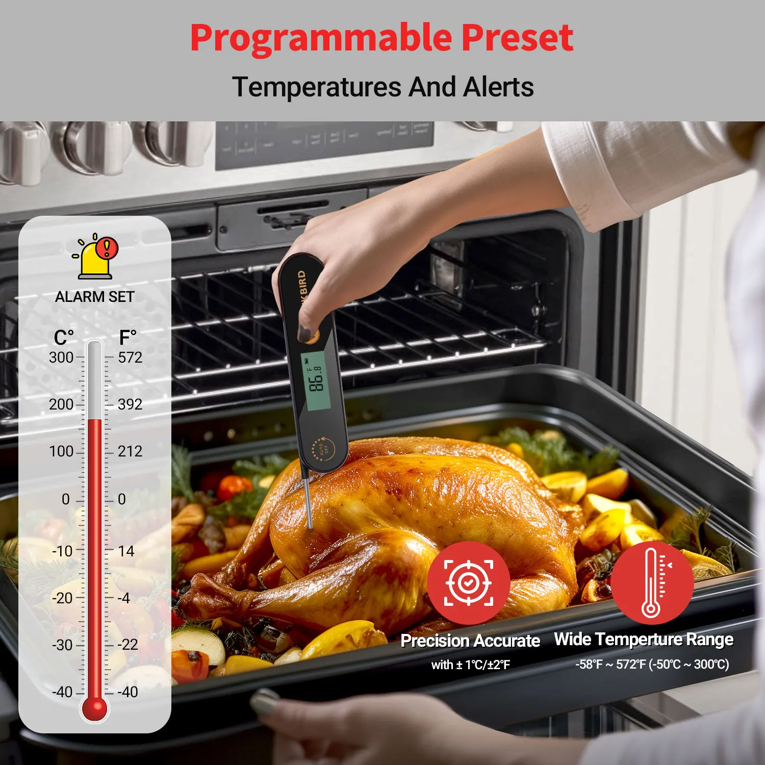 Imagem -02 - Inkbird-impermeável Digital Meat Termômetro Luz de Fundo Dobrável Churrasco Cozinha Cozinhar Instant Readin Fit para Grelhar