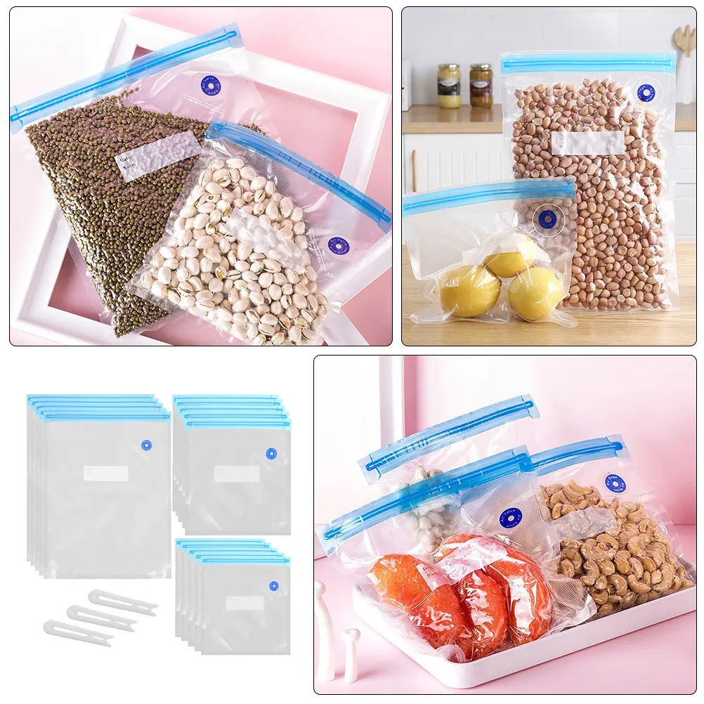 

1 Set Vacuum Sealer Storage Bags Reusable Vacuum Food Preservation Compression Technology Air Valve For Meat Fruit