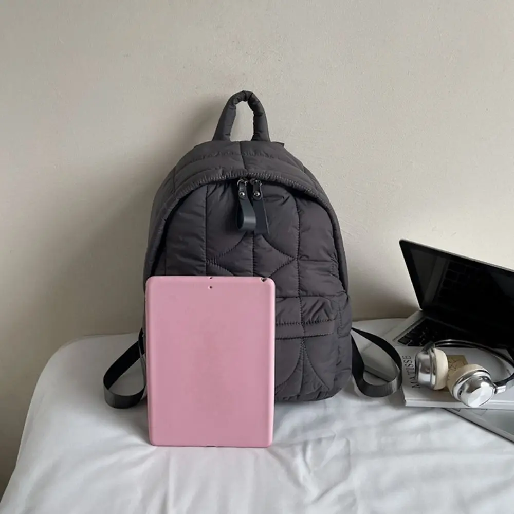 

Винтажный однотонный рюкзак с мягкой подкладкой, нейлоновая плиссированная космическая хлопковая сумка на плечо с облаком, большая вместительная студенческая школьная сумка для путешествий