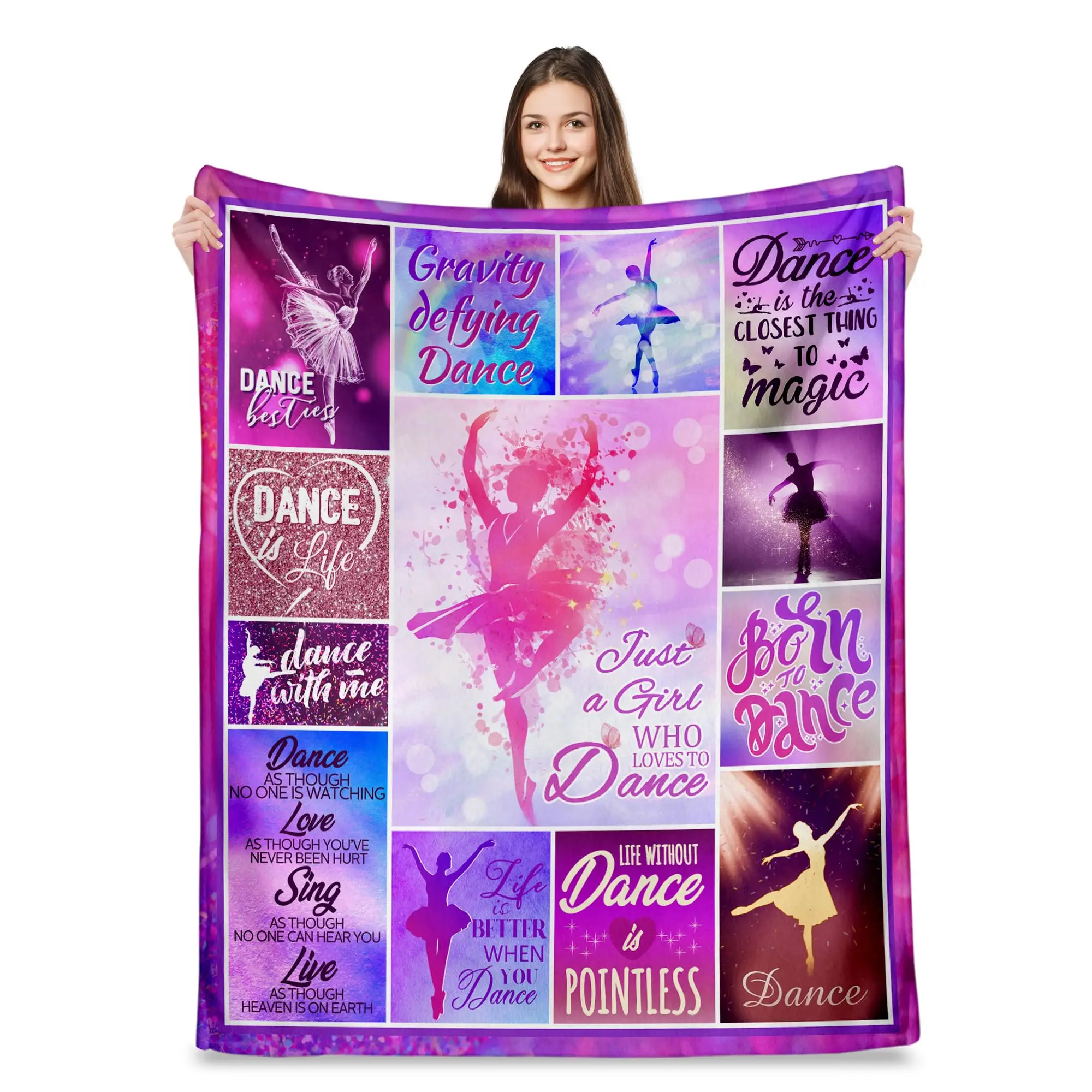 Dance Gifts Blanket for Teen Girls Women Recital Gifts Ballet Dance Teacher Appreciation Gift Throw Blankets Warm Decor Blanket