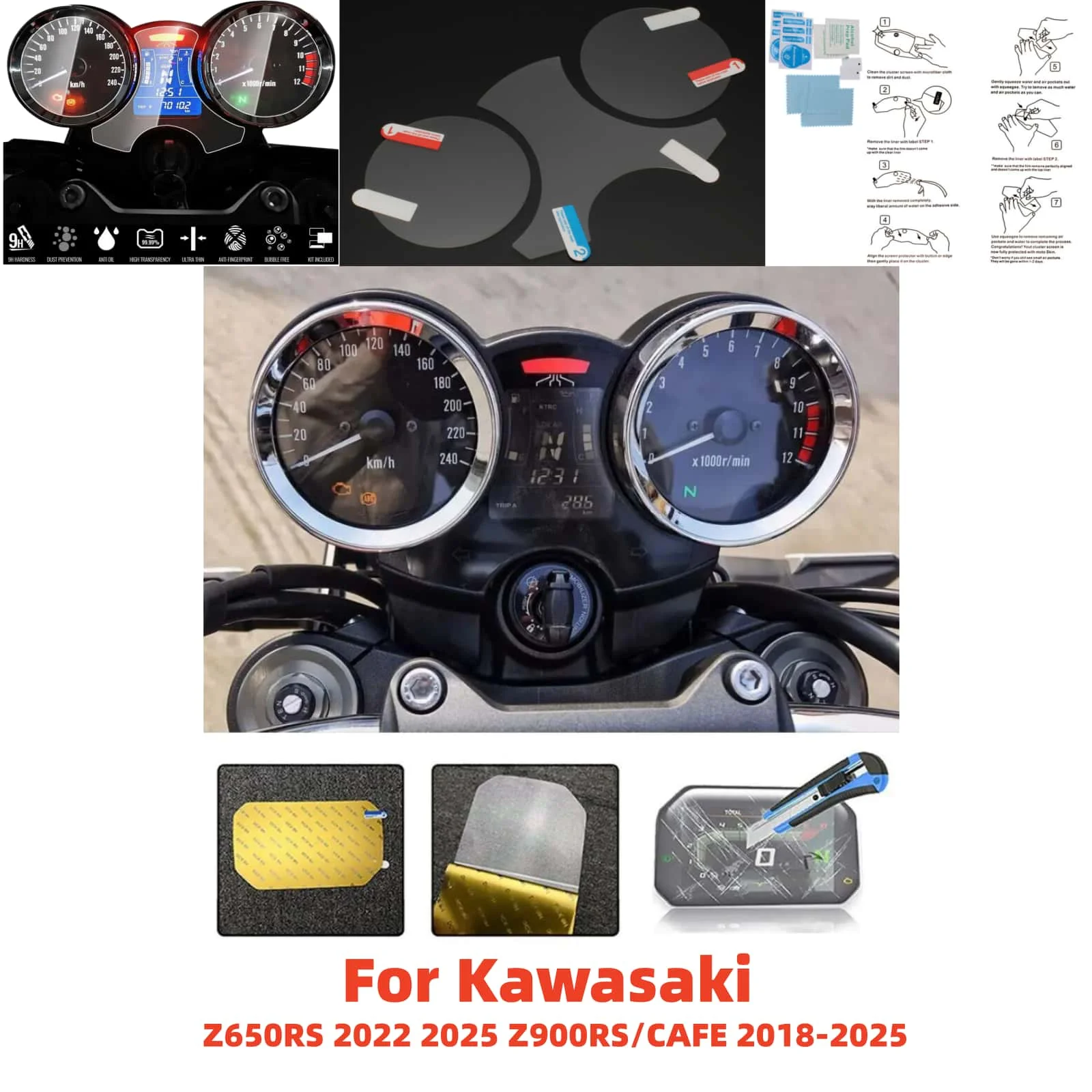 

Защитная пленка для экрана мотоциклетного дисплея от царапин для Kawasaki Z650RS 2022-2025, Z900RS/CAFE 2018-2025