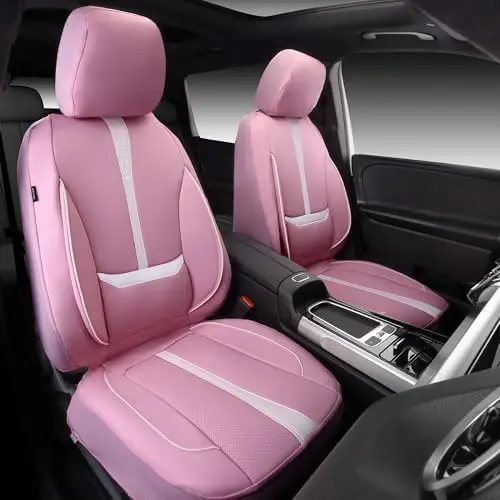 

Cute Pink Nappa Leather Car Seat Covers - Water Resistant 3D Foam, Lumbar Support, Universal Fit for Cars & SUVs