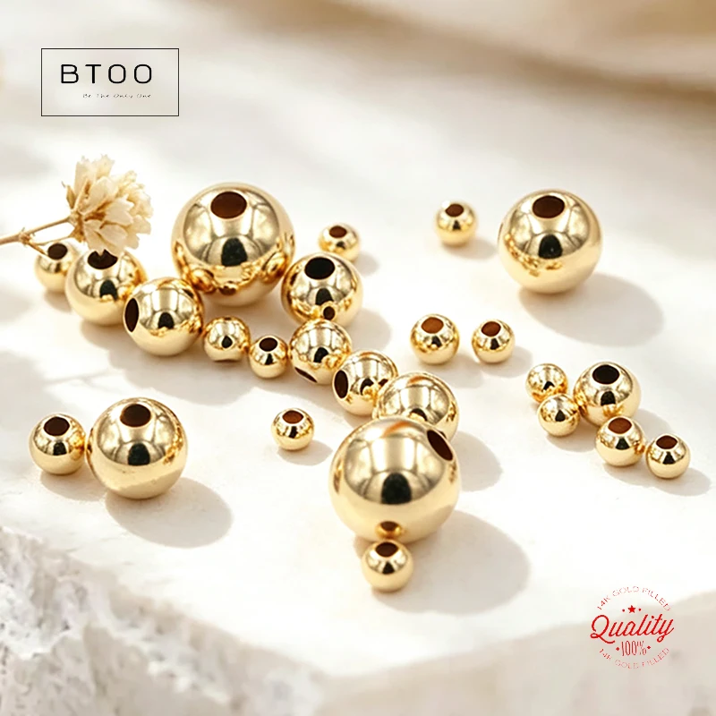 Real 14K Gold Filled Round Seamless Bead Gold Beads for Jewelry Making Handmde DIY Accessories Gold Jewelry Findings Seed Beads