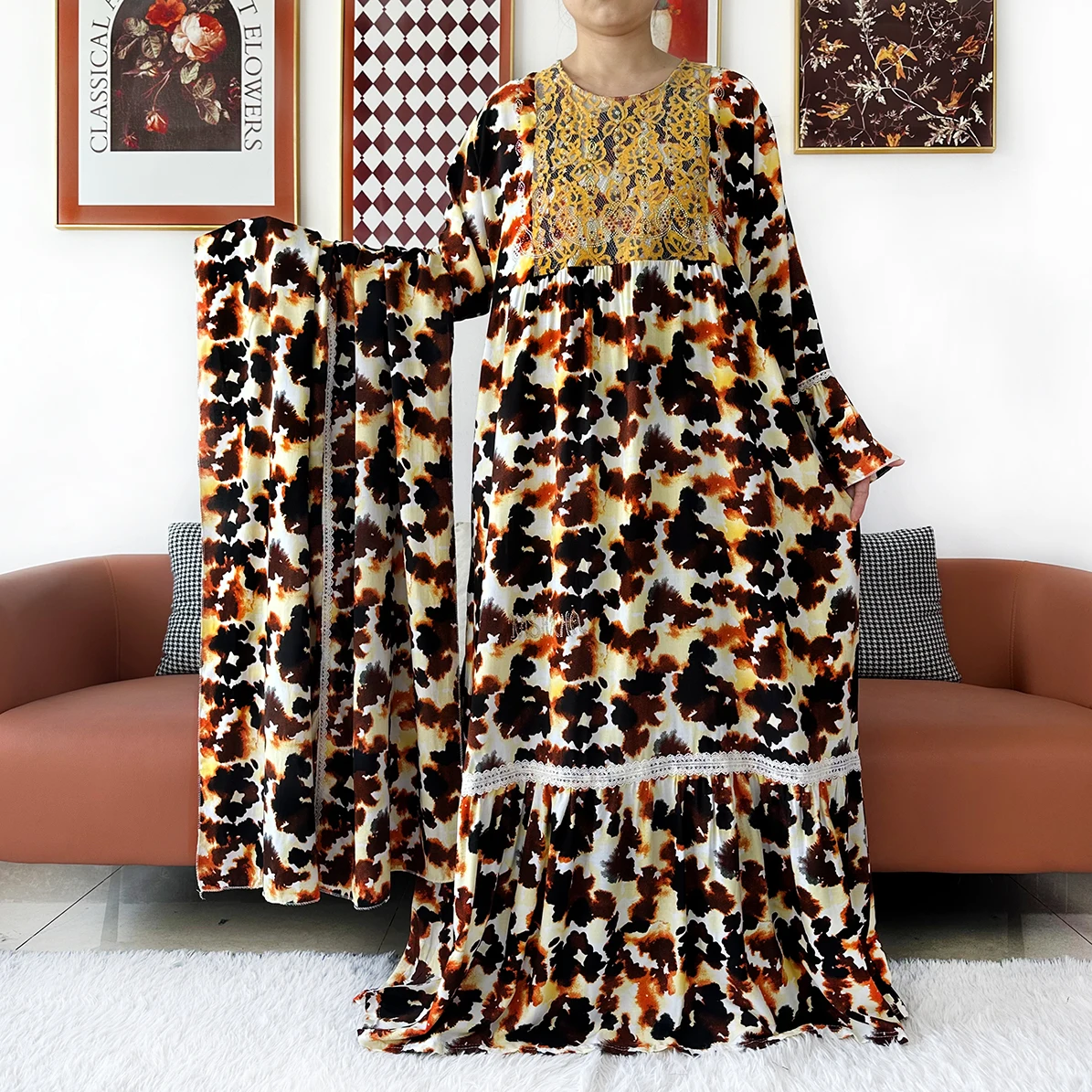 

Новейшее платье KASHKHA 2026 года: женское длинное платье из чистого хлопка с принтом, повседневное, праздничное, модное, для вечеринок, в африканском стиле Абайя, Дубай