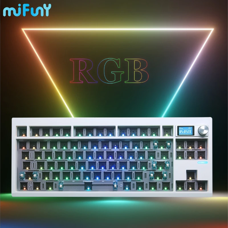 

MiFuny GMK87 Bluetooth Mechanical Keyboard Kit Tri Mode Hot Swap RGB Gasket Structure Screen Slotted VIA Customized Keyboards