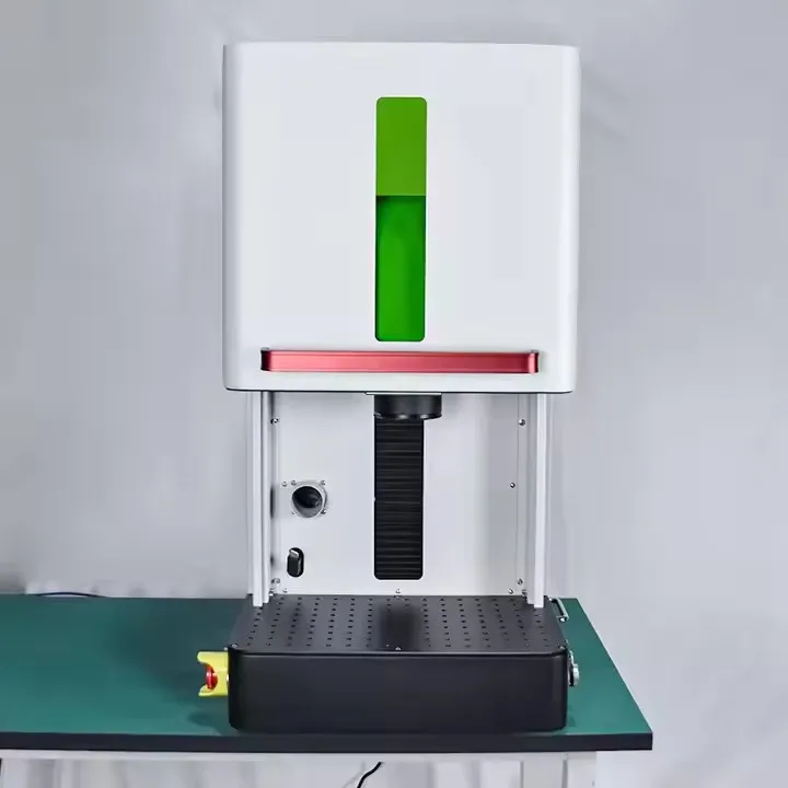 Hot Sale 100W Enclosed Fiber Laser Marking Machine Used  Brand Marking Head Laser Source DXF PLT AI Home Use Glass