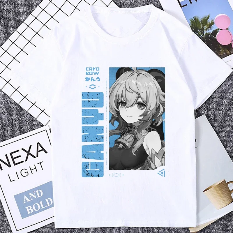 Harajuku Genshin Impact Graphic Ganyu Waifu Printed Otaku T-shirt ACG Fans Women T Shirt Harajuku Game Streetwear Hipster Tees