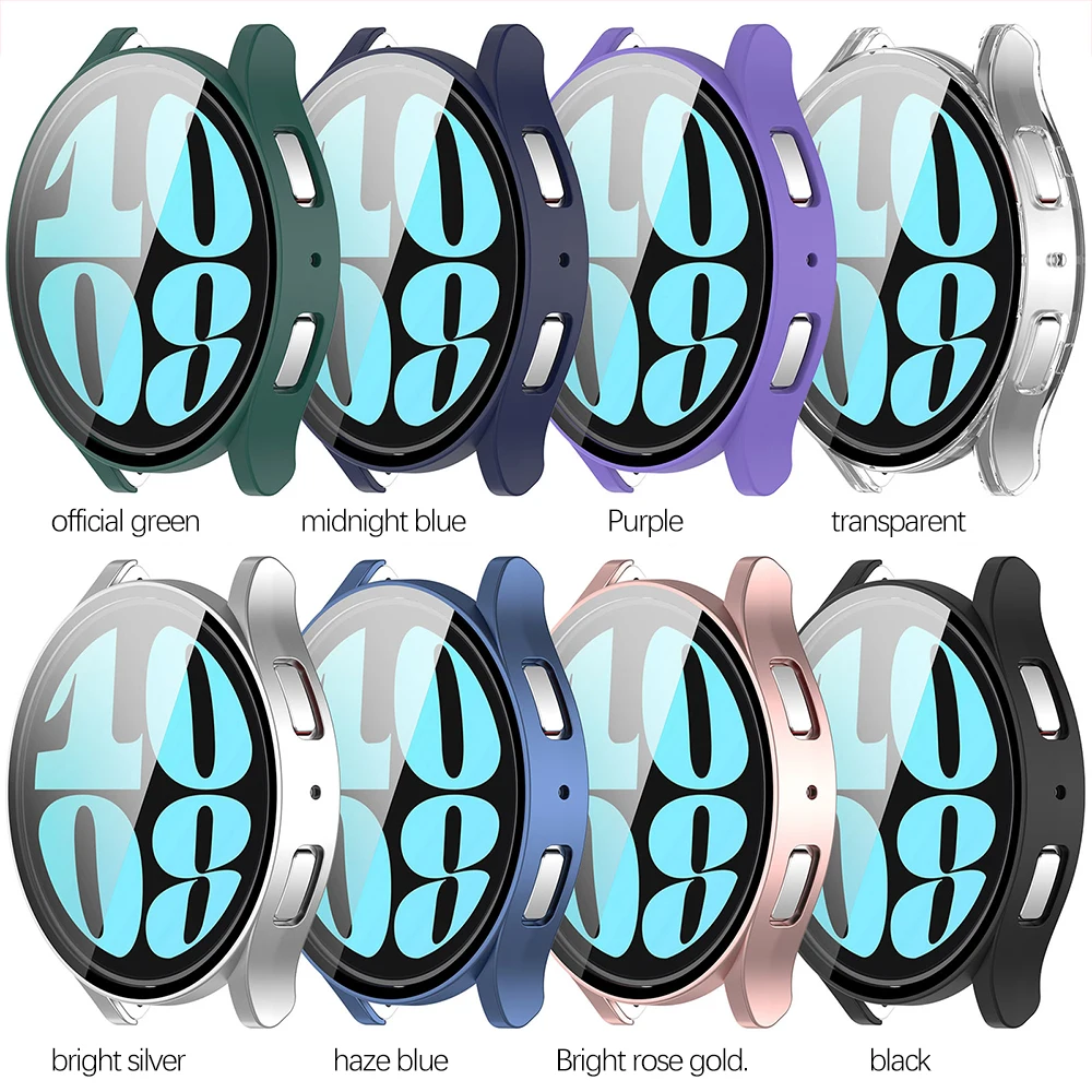 Tempered Glass+PC Cover for Samsung Galaxy Watch 6 40mm44mm All Coverage Screen Protective Bumper Case Galaxy Watch6 Accessories