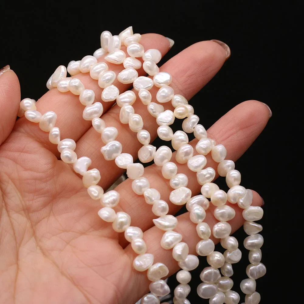 

100% Real Natural Freshwater White Pearls Notoginseng Hole Beads 36 cm Strand 5-6mm For Jewelry Making Necklace Accessories Gift