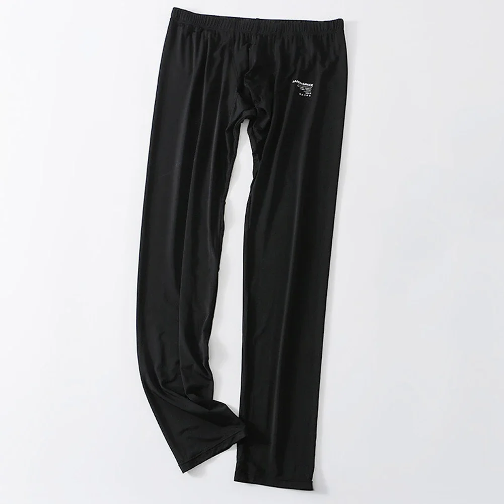 

Blue Mens IceSilk Leggings Elasticity Leggings All Seasons Casual Style High Stretch Home Sleepwear Medium Waist