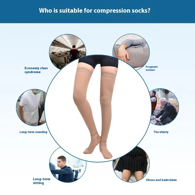 Compression Stockings Knee High Nurses Pregnant Women Anti Embolem Support Stockings Breathable Non Slip Blood Circulation Socks