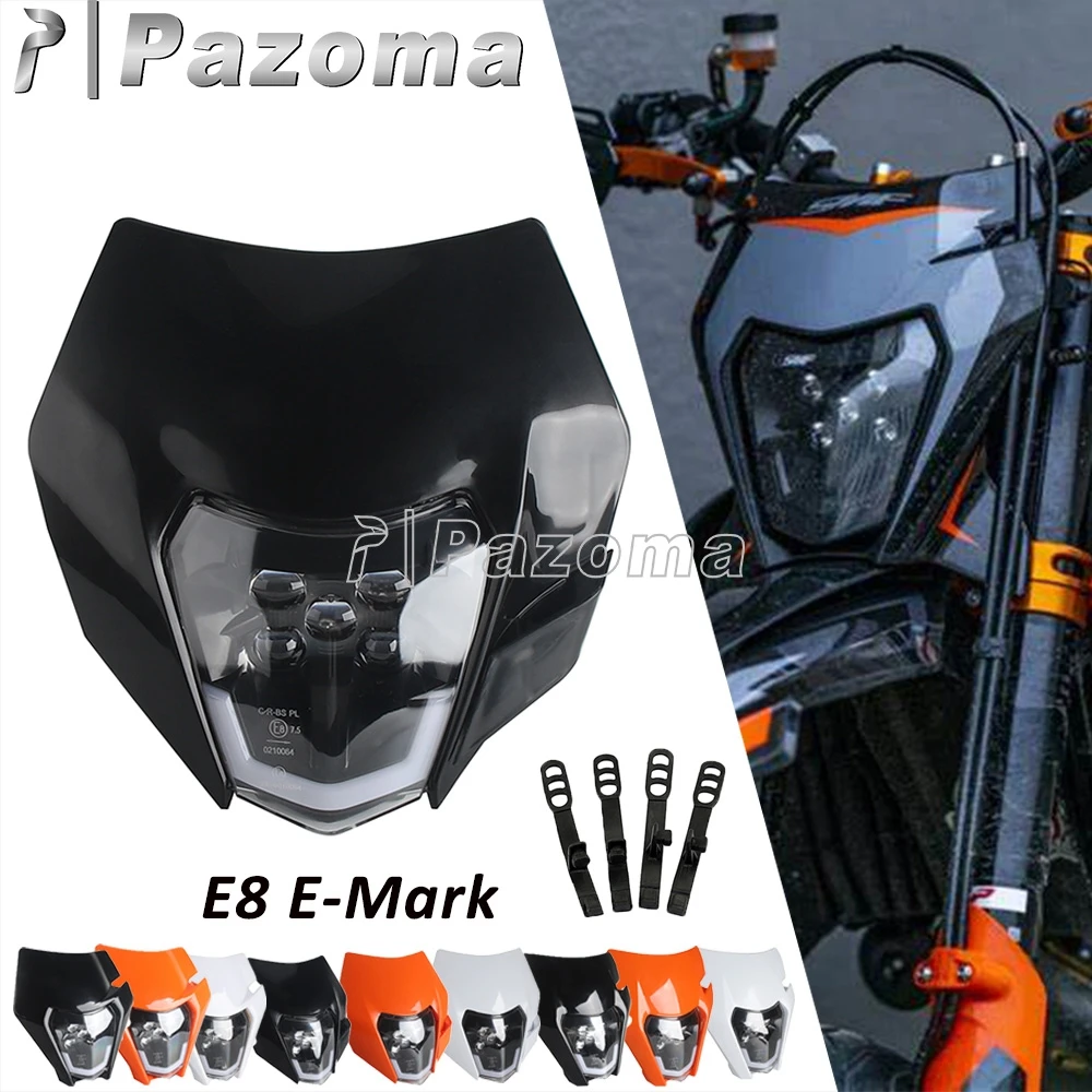 Dirt Bike Led Headlight Fairing For 300 450 500 EXC US AU BR EU Six Days TPI Factory Edition 690 SMC R EU US Head Lamp Plate E8