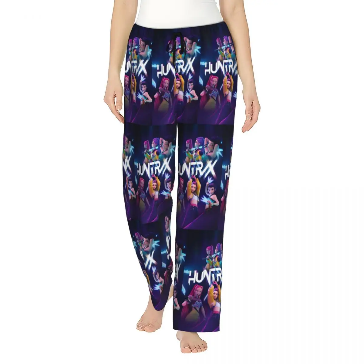 カスタムレディースK-POPハンターデーモンズパジャマパンツプリントハントリックススリープスリープウェアボトムス（ポケット付き）