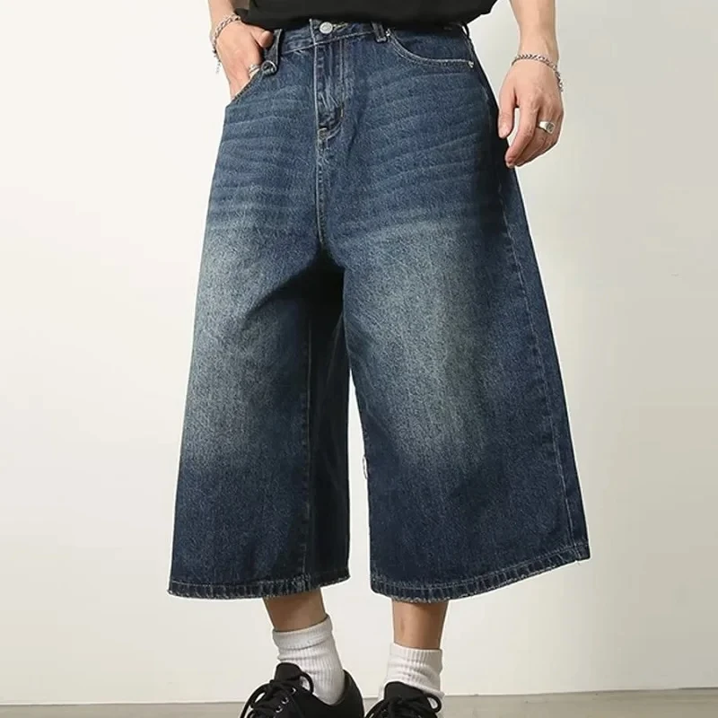 Harajuku pantaloncini di Jeans estivi Casual uomo gatto deve essere semplice classico gioventù Y2k High Street Pop Art Trend pantaloni a cinque quarti Jeans